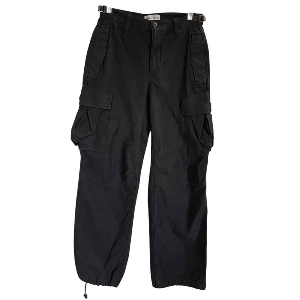Aritzia TNA The New Supply Cargo Black Mid Rise Relaxed Straight Pants 2 Cotton